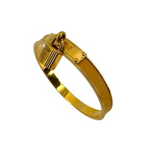Hermès Kelly Cadenza Lock Bracelet Exotic Leather Gold Tone 7.5 in COA